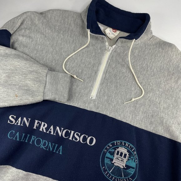 Vintage 80s Jacqe San Francisco California 1/4 Zip Pullover Sweatshirt‎ XXL - Picture 7 of 8